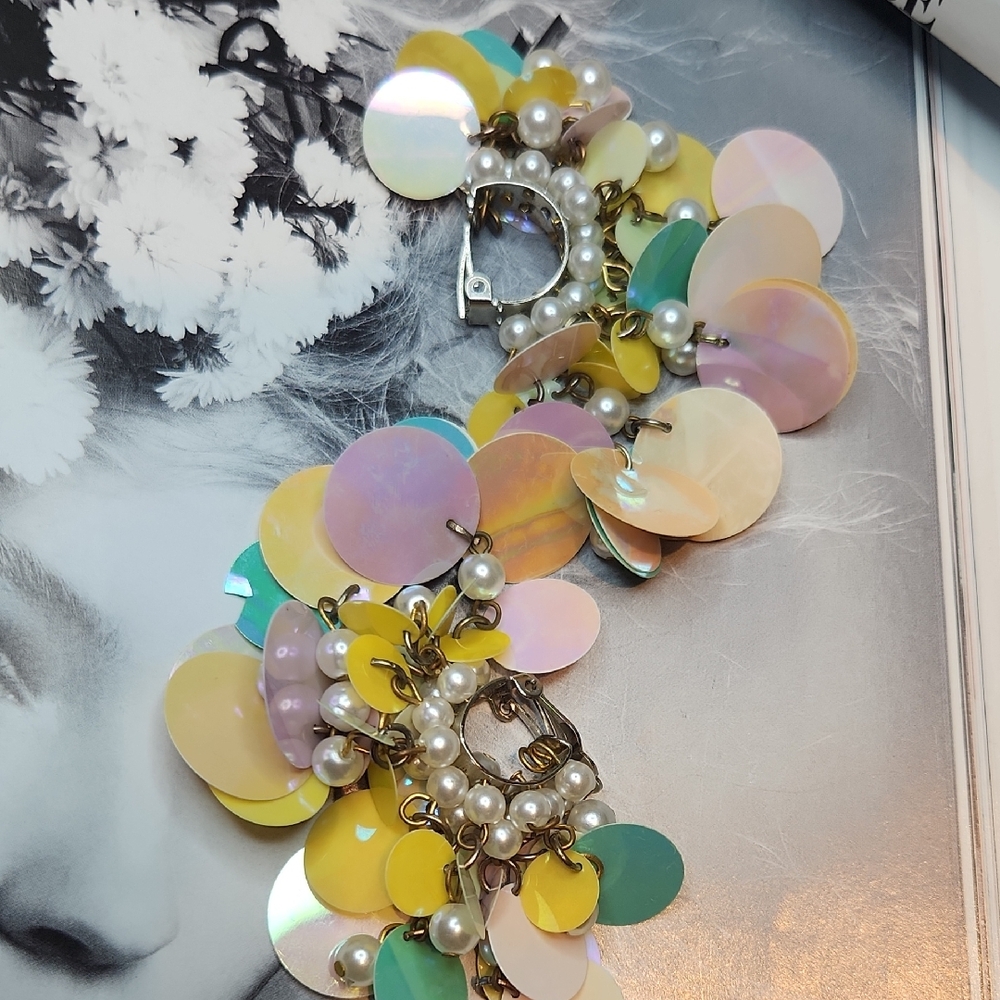 Vintage playful colourful clip on earrings